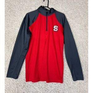 NC State Wolfpack 1/4 Zip Pullover Shirt Mens Medium Red Gray NCAA College